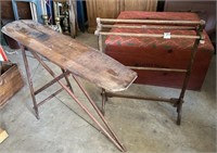 VINTAGE WOOD IRONING BOARD & QUILT RACK