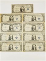 (9) 1935 $1 Silver Certificates: F & G