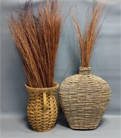 Woven Baskets W/ Decorative Dried Grass