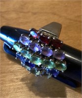 Sterling silver ring with multicolor stones