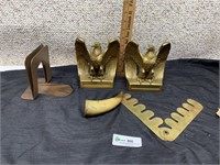 Brass Eagle Bookends, horns , brass guide