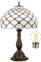 New Tiffany Lamp Cream Stained Glass Crystal Pearl