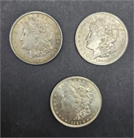 3 1921-P Morgan Silver Dollars