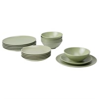 FÄRGKLAR 18-piece dinnerware set, matte green