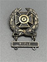 Sterling silver Marksman Rifle badge US military