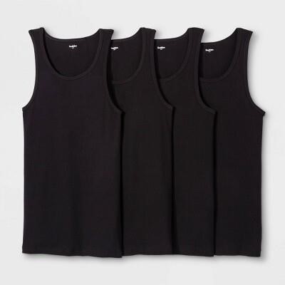 Men's 4pk Ribbed Tank Top Black S