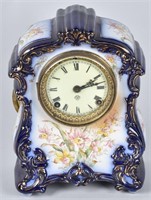 ANSONIA DAKOTA COBALT BLUE PORCELAIN CLOCK