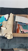 2 boxes of fabric pieces