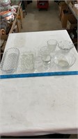 Various decorative glass dish decor.