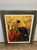 Unsigned Oil Painting Bullfighter and Bull