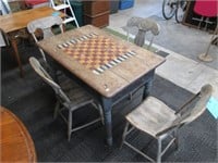 Great Old Game Table w/4 Chairs. 40”x26”