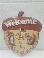 New  Welcome To The Nut House Metal Sign 19"h