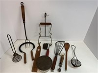 Antique wooden handles kitchen utensils