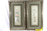 Pair of Embroidered Silk Framed Art