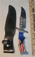 Stainless steel patriotic knife with sheath