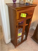 WOODEN CABINET 20 IN X 11 IN X 43 WITH 2 DOORS AND