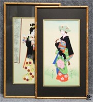 Custom Framed Hand Painted Geishas / 2pc