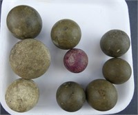 TRAY:  APPROX. 9 CLAY MARBLES