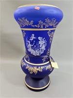 Vtg. 15" Italian Frosted Cobalt Glass Vase