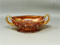 Marigold Carnival glass bowl - 9" L