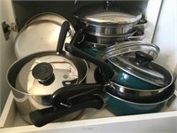 pots and pans, mixing bowls, mixer