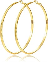 18k Gold-pl 60mm Chunky Hoop Earrings