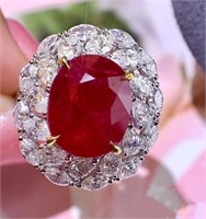 6.11ct Natural Pigeon Blood Ruby Ring, 18k gold
