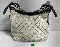 Dooney & Bourke Ivory Canvas Signature Blk Leather