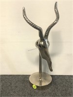 Metal Kudu Skull Sculpture 13.5in H