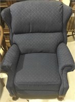 BLUE RECLINING WINGBACK CHAIR