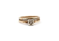 14K Gold & Diamond Wedding Ring w/ Band