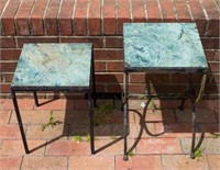Wrought Iron Marble Top Side Tables