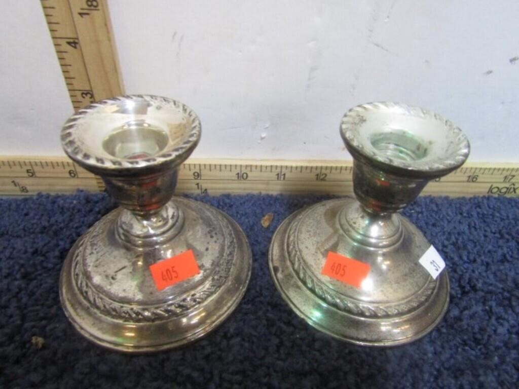 PAIR-- WEIGHTED STERLING SILVER CANDLE HOLDERS