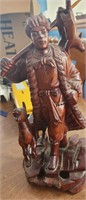 Vintage Carved Wood Traveling Hunter Sculpture