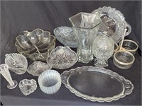 Assortment of Glass Serving Pieces and more