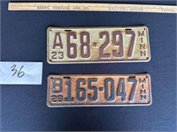 1923 & 1928 Minnesota License Plates