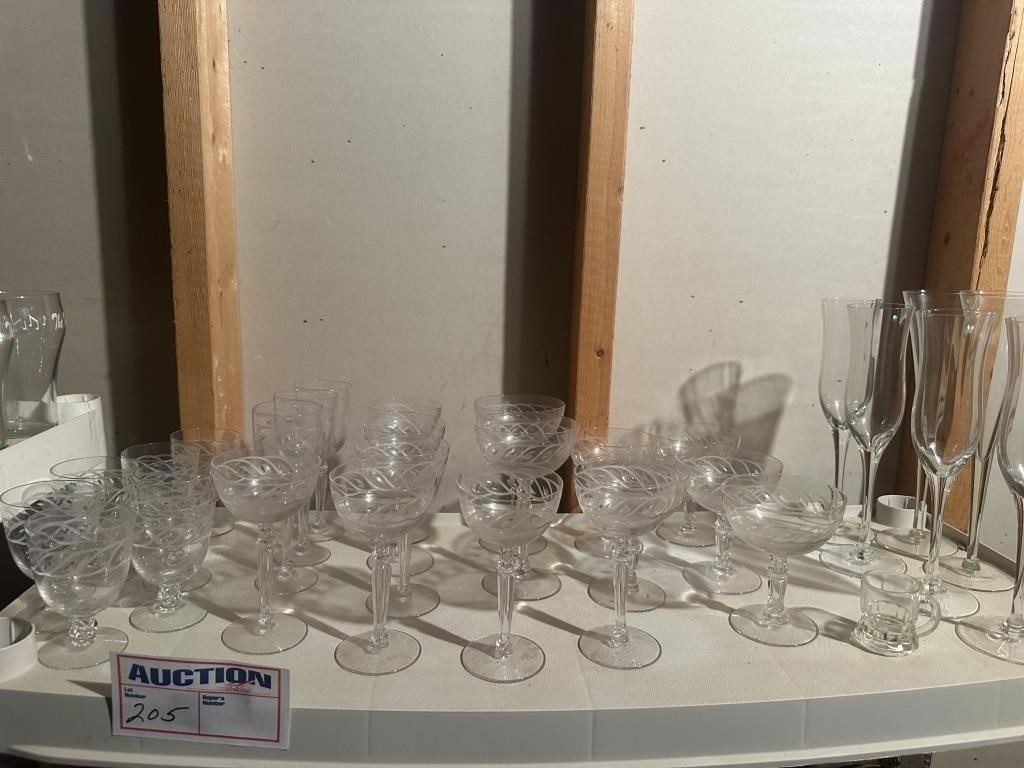 Shelf of Glass Stem Ware