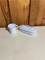 Antique Porcelain Dresser Box & Shaving Cup