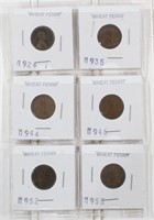 (6) Lincoln Wheat Cents