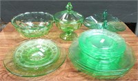 Group of Misc Green Depression Glassware