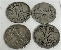 (4) US 1/2 Dollars (Walking Liberty), Silver