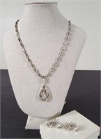 Rhinestone Teardrop Necklace & Earrings