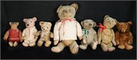 7 Early Vintage Stuffed Teddy Bears Steiff Style