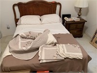 FULL BED W MATTRESS & LINENS PREOWNED