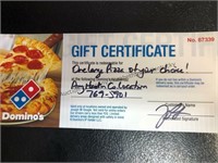 Dominos Gift Certificate X10
One Large Pizza of