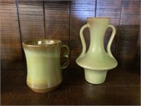 Frankoma Prairie Green Double Trigger Mug, Vase