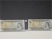 Set of 2  1973 UNC One Dollar Canada Bills