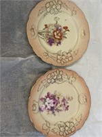 2 Vintage Bavarian Floral Plates