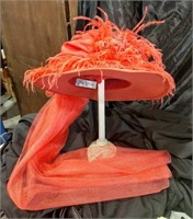 Ostrich feather hat with stand