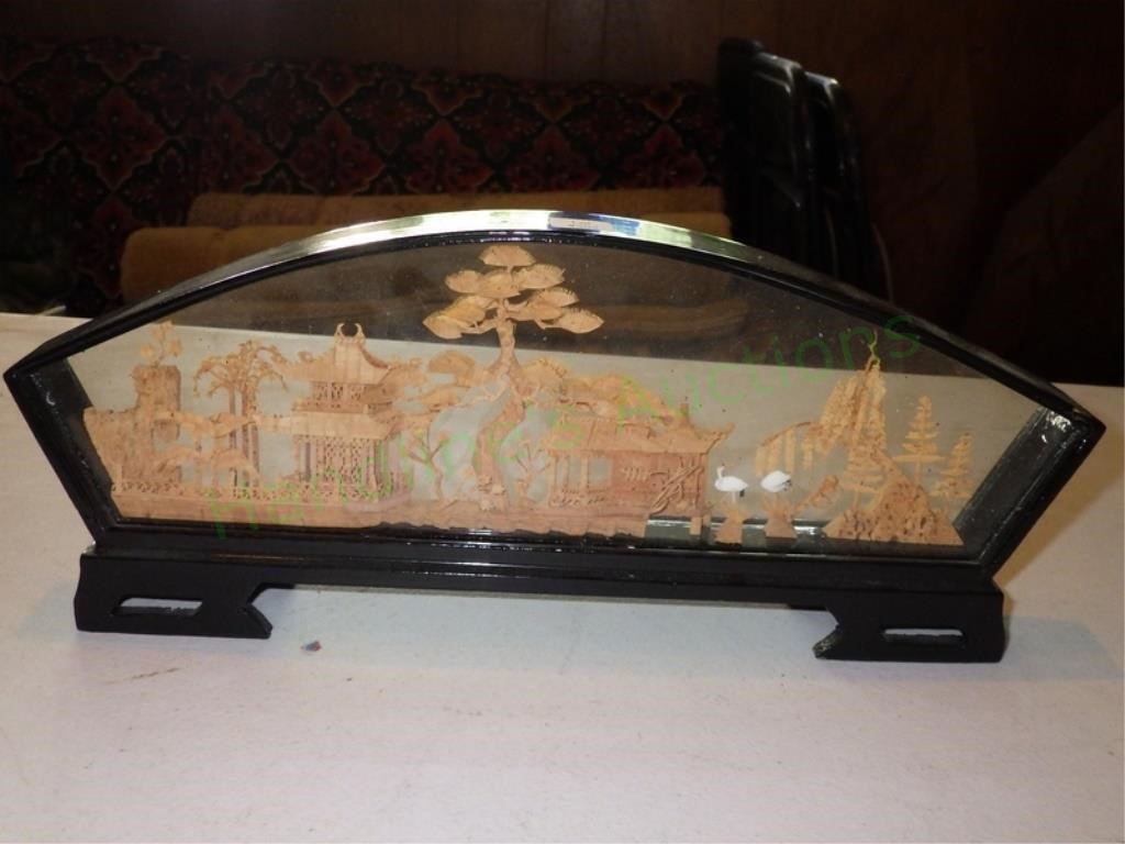 Asian Scene Decorative Wood Carving